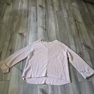 Free People Light Pink V-Neck Sweater